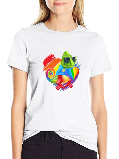 Rainbow Chameleon Graphic Tee - Stylish & Fun!