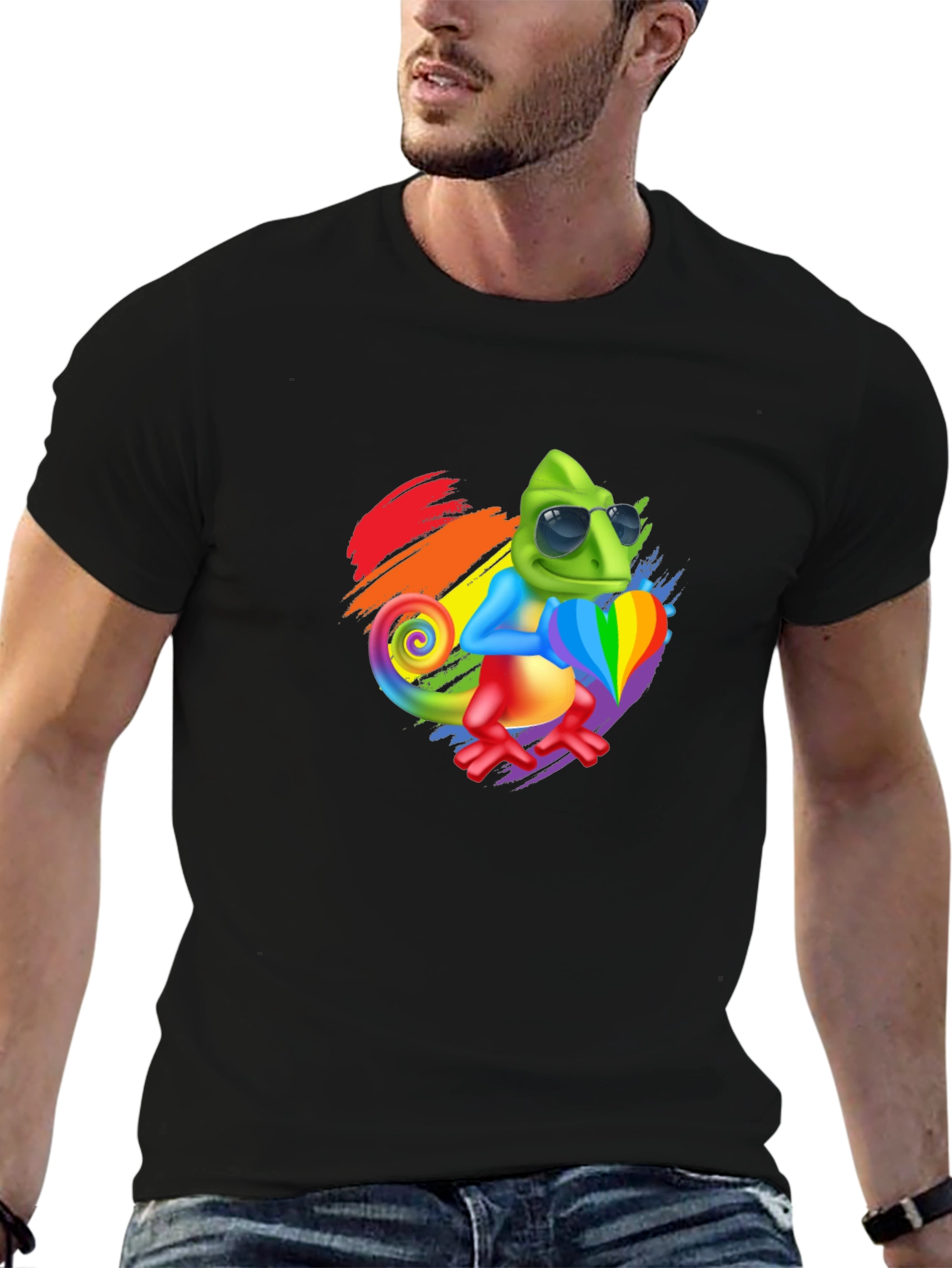 Rainbow Chameleon Graphic Tee - Stylish & Fun!