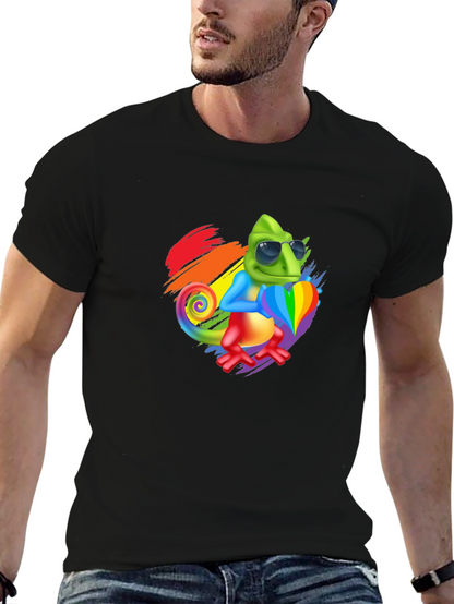 Rainbow Chameleon Graphic Tee - Stylish & Fun!