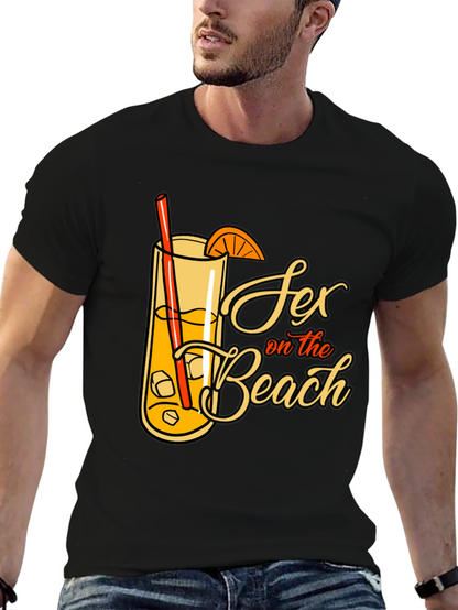 Sex on the Beach Cocktail Graphic Tee - Black