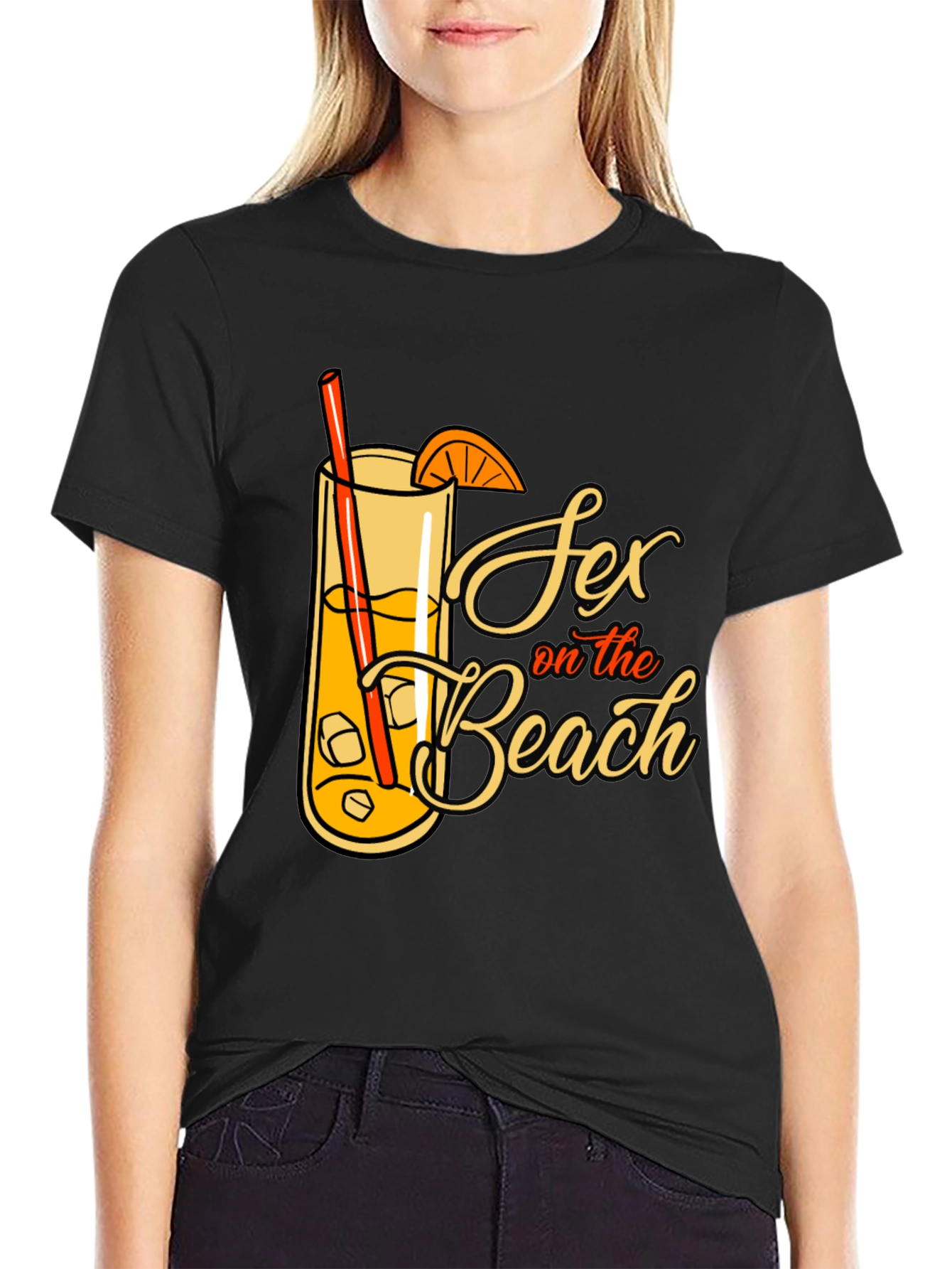 Sex on the Beach Cocktail Graphic Tee - Black