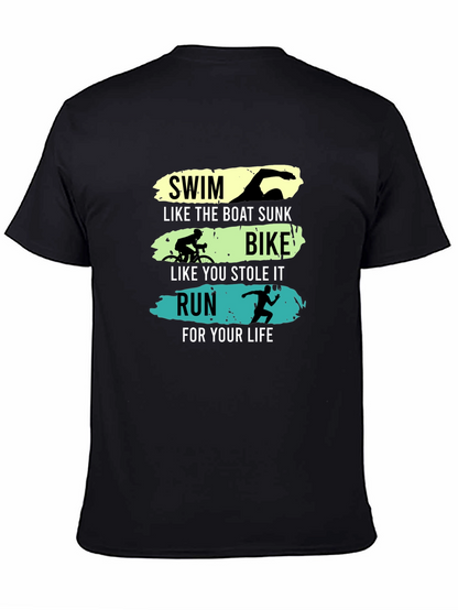 Triathlon Funny Slogan Black T-Shirt