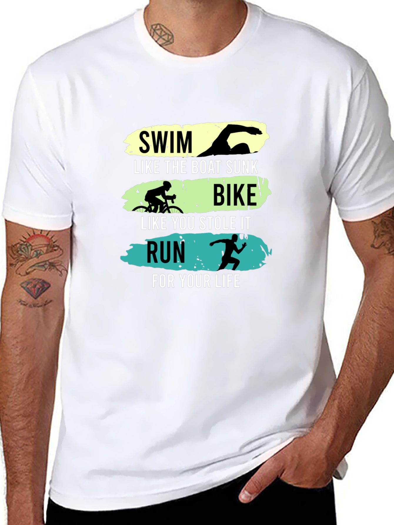 Triathlon Funny Slogan Black T-Shirt
