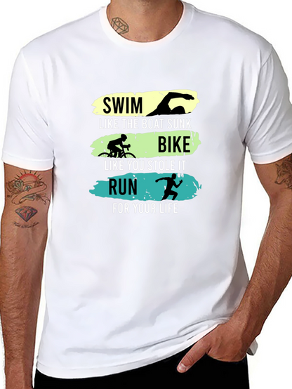 Triathlon Funny Slogan Black T-Shirt