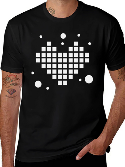 Pixel Heart Graphic Tee - Black Casual Shirt