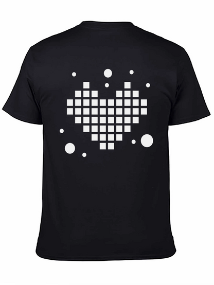 Pixel Heart Graphic Tee - Black Casual Shirt