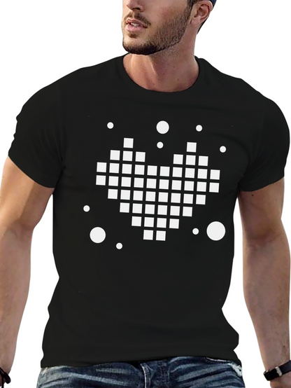 Pixel Heart Graphic Tee - Black Casual Shirt