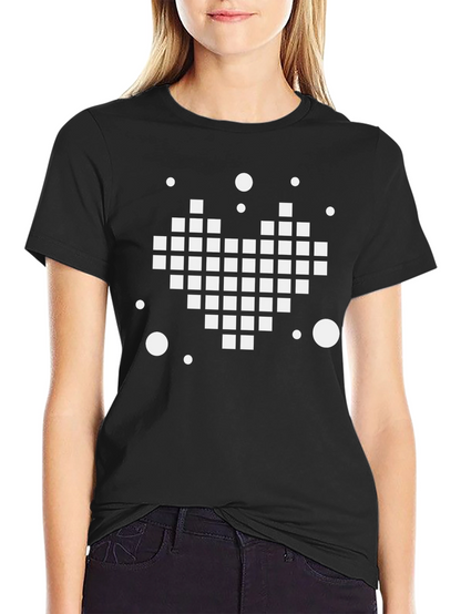 Pixel Heart Graphic Tee - Black Casual Shirt