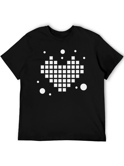 Pixel Heart Graphic Tee - Black Casual Shirt