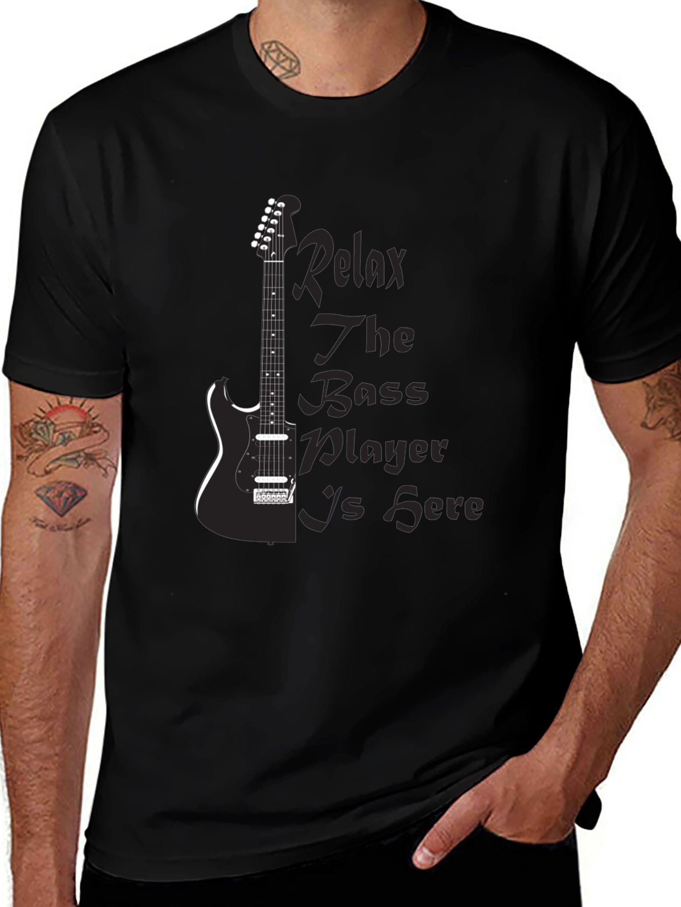Relax Bass Player Black Graphic Tee