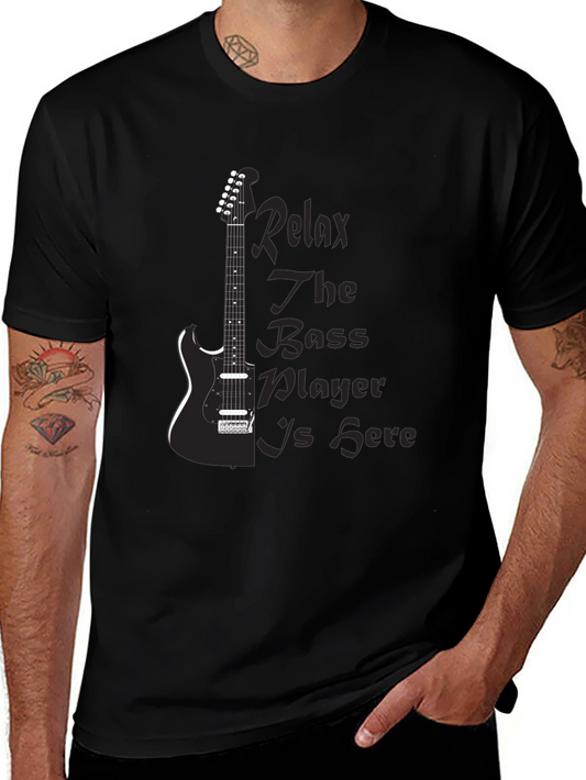 Relax Bass Player Black Graphic Tee