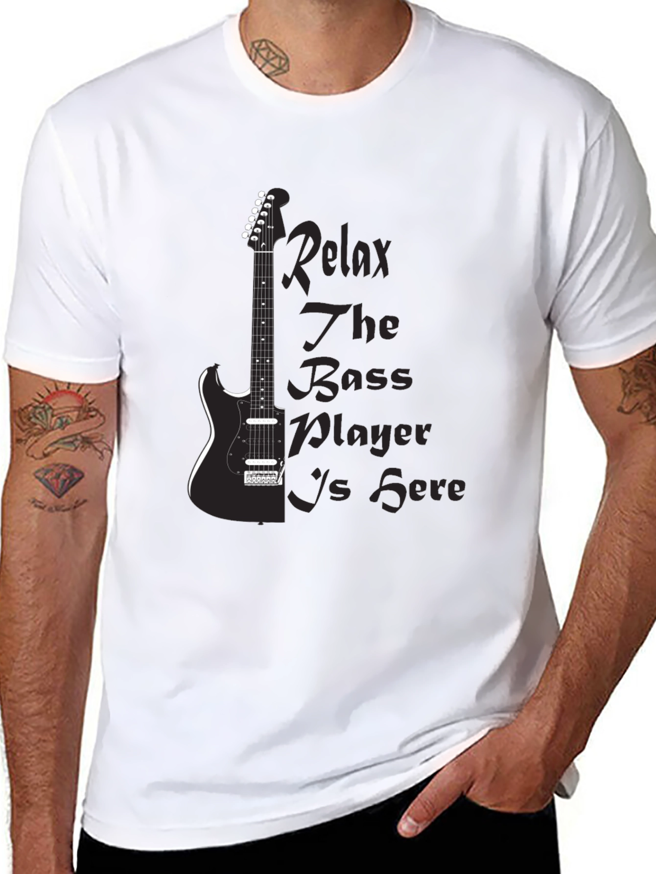 Relax Bass Player Black Graphic Tee