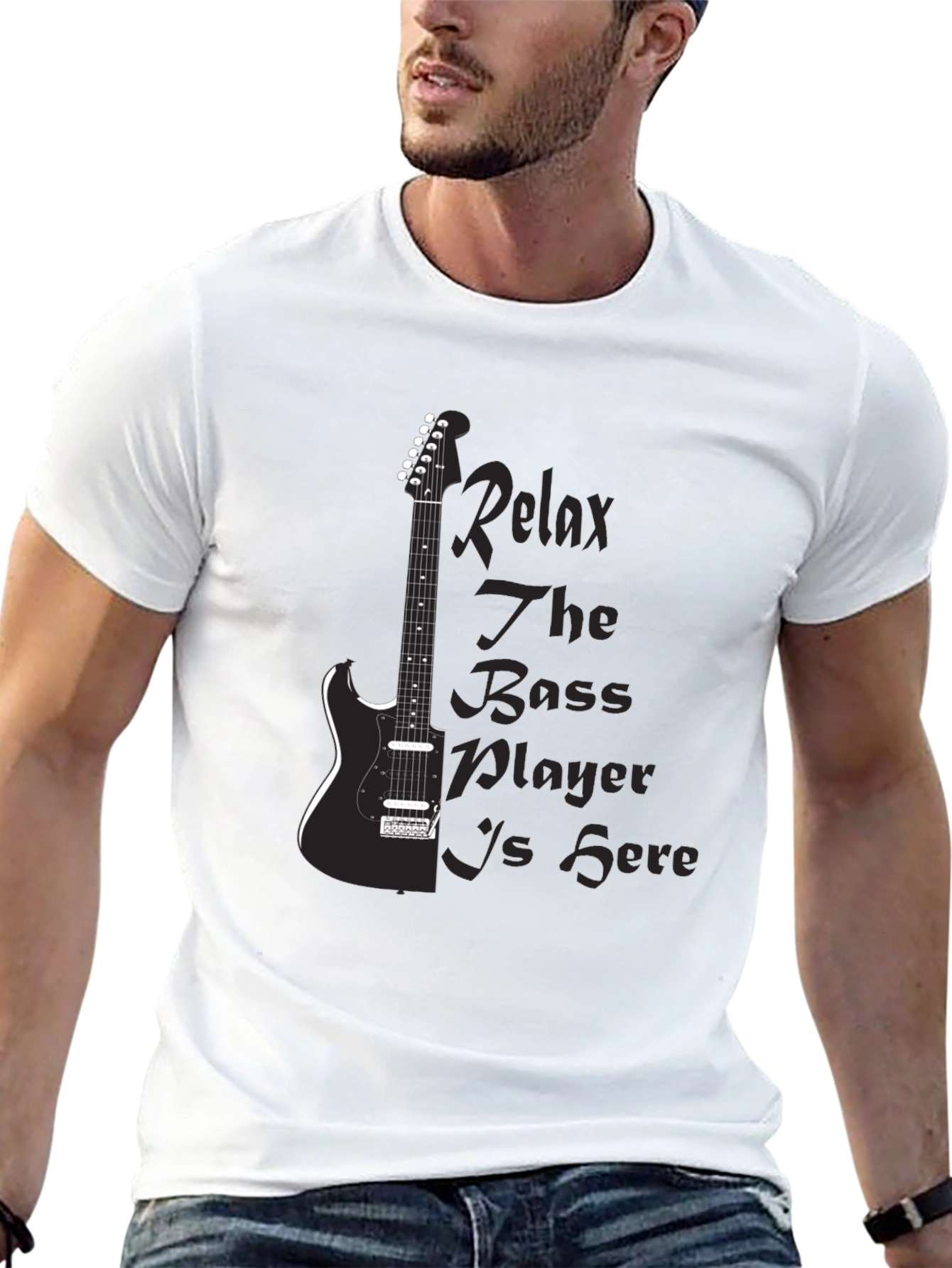 Relax Bass Player Black Graphic Tee