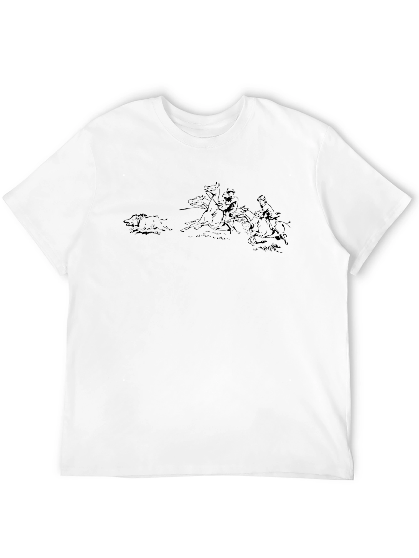 Black Graphic Tee - Boar Hunt Sketch