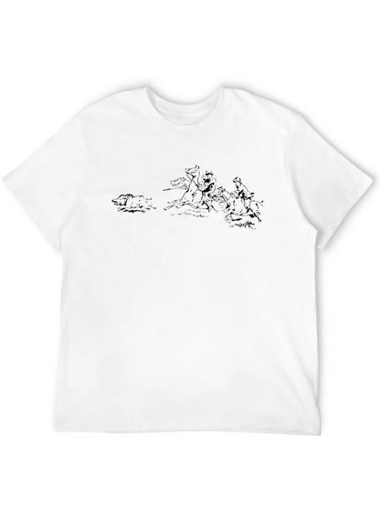 Black Graphic Tee - Boar Hunt Sketch