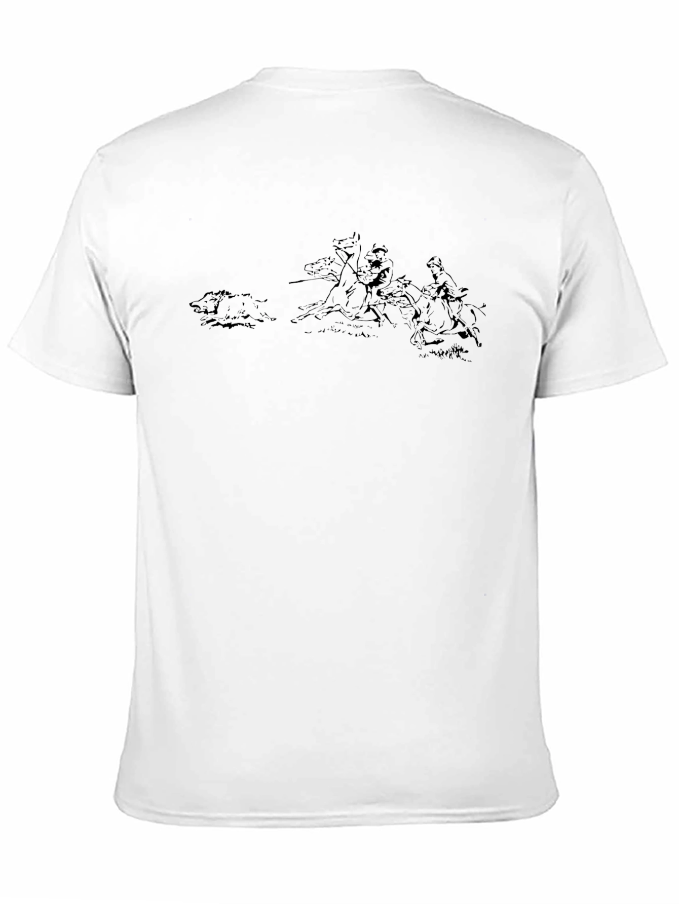 Black Graphic Tee - Boar Hunt Sketch