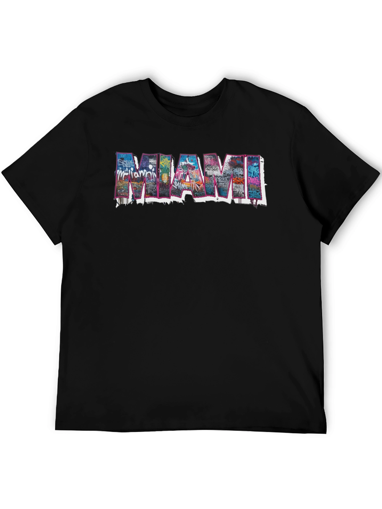 Miami Graphic Print Black T-Shirt
