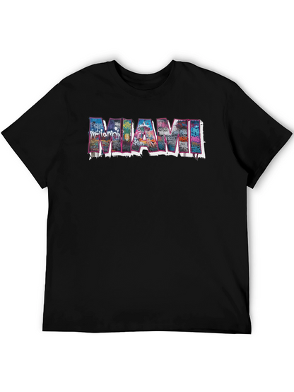 Miami Graphic Print Black T-Shirt