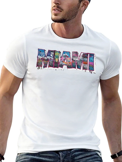 Miami Graphic Print Black T-Shirt