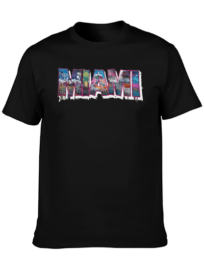Miami Graphic Print Black T-Shirt