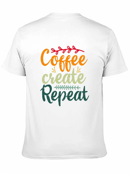 Coffee Create Repeat Black Graphic T-Shirt