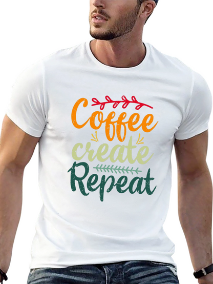 Coffee Create Repeat Black Graphic T-Shirt