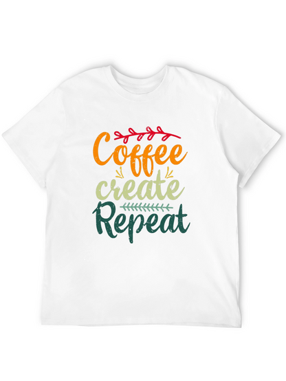 Coffee Create Repeat Black Graphic T-Shirt