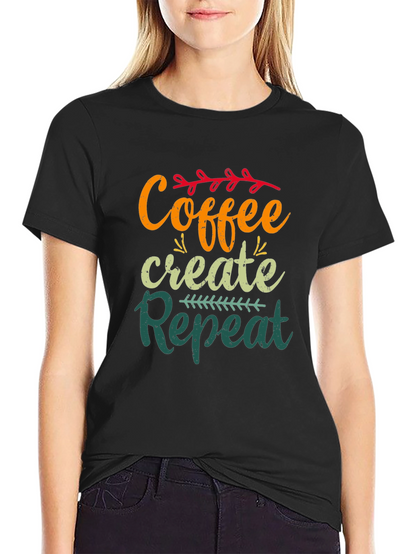 Coffee Create Repeat Black Graphic T-Shirt