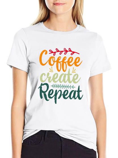 Coffee Create Repeat Black Graphic T-Shirt