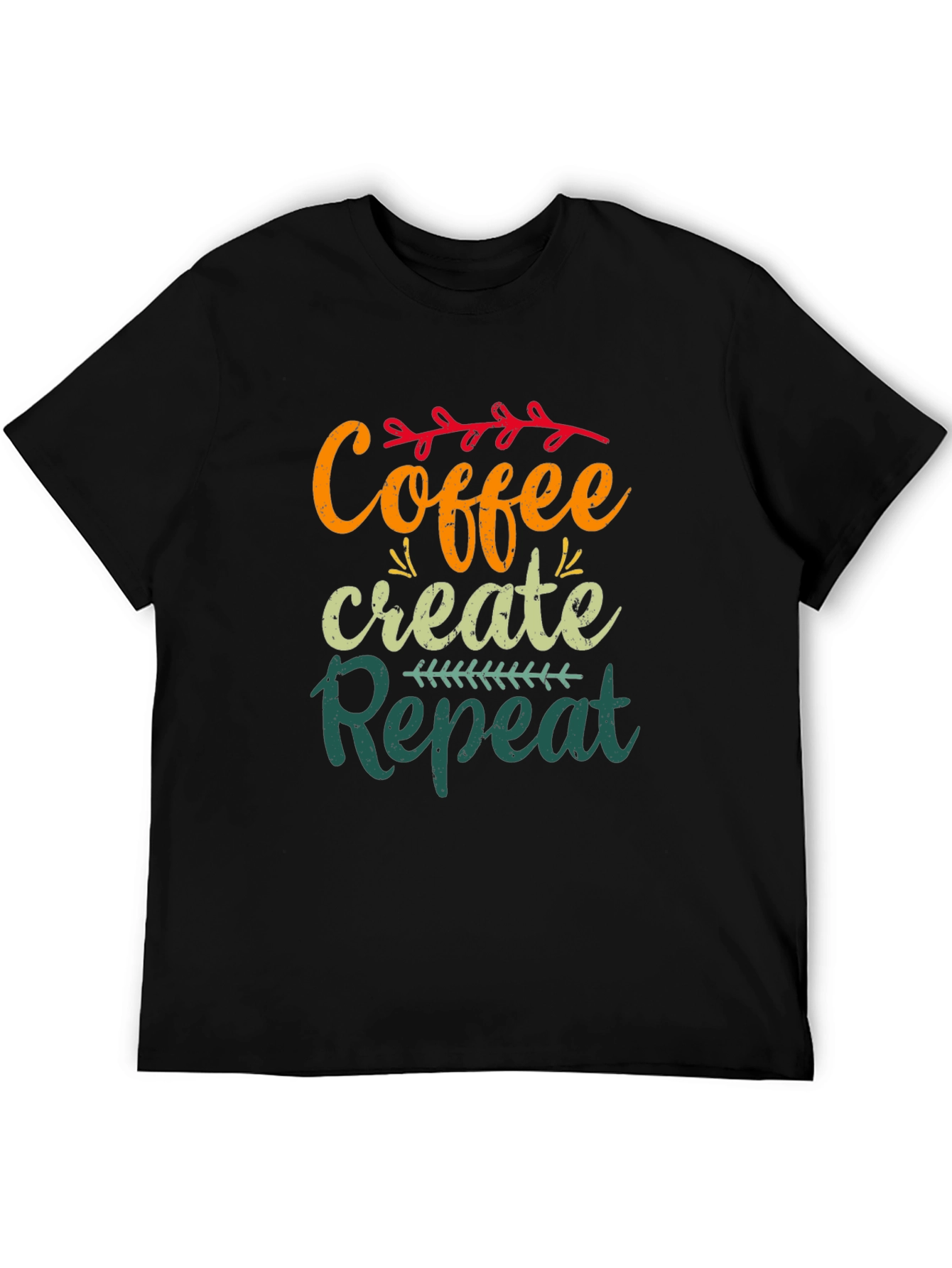 Coffee Create Repeat Black Graphic T-Shirt
