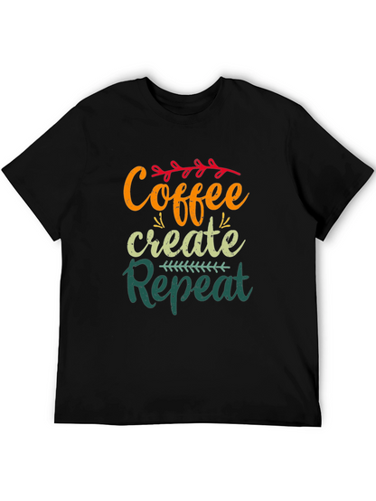 Coffee Create Repeat Black Graphic T-Shirt