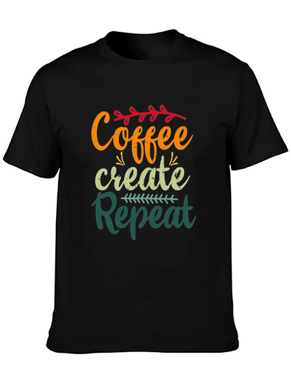 Coffee Create Repeat Black Graphic T-Shirt