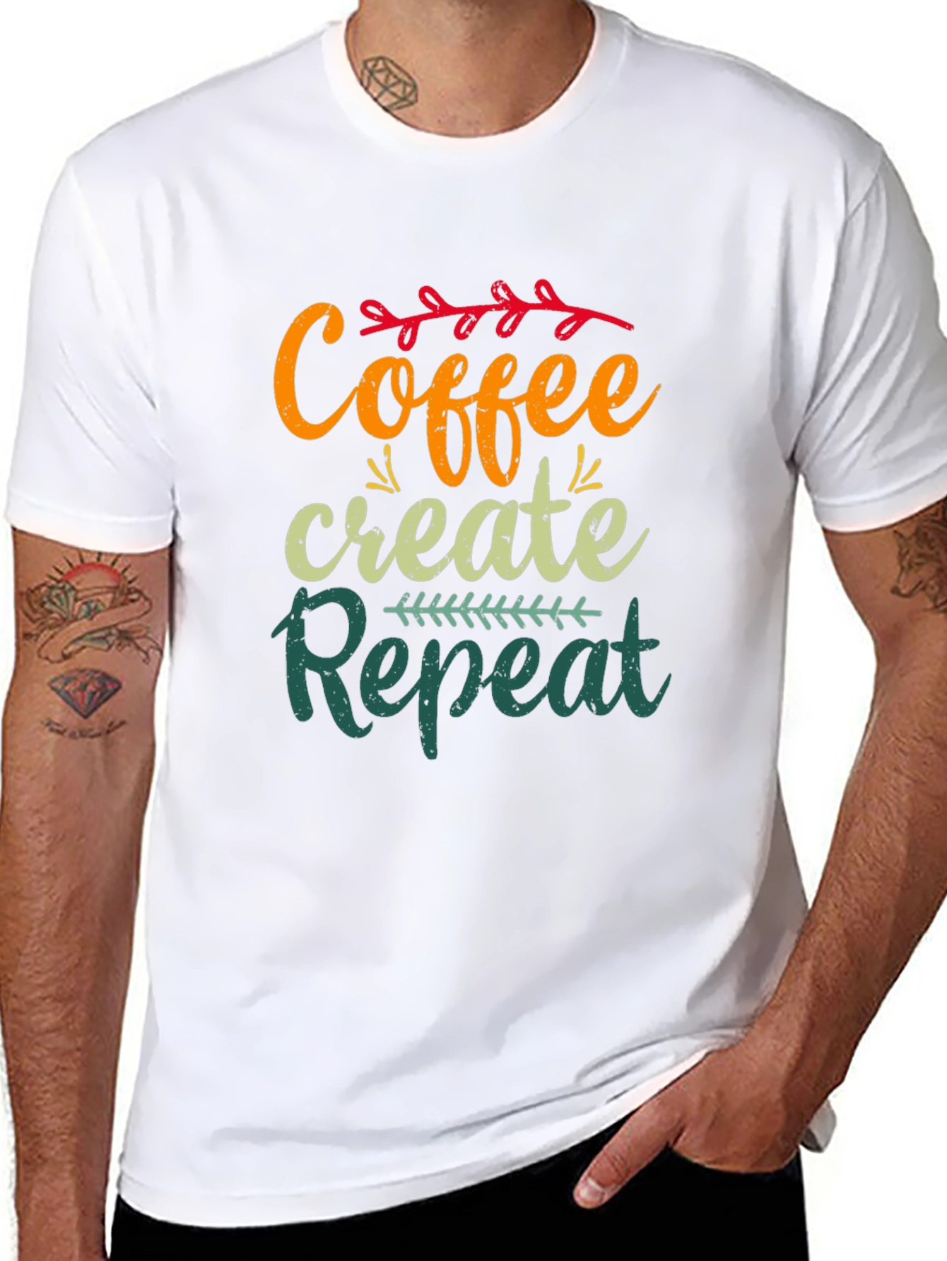 Coffee Create Repeat Black Graphic T-Shirt