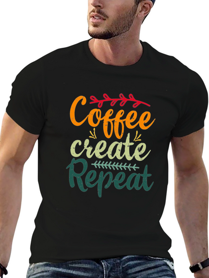 Coffee Create Repeat Black Graphic T-Shirt