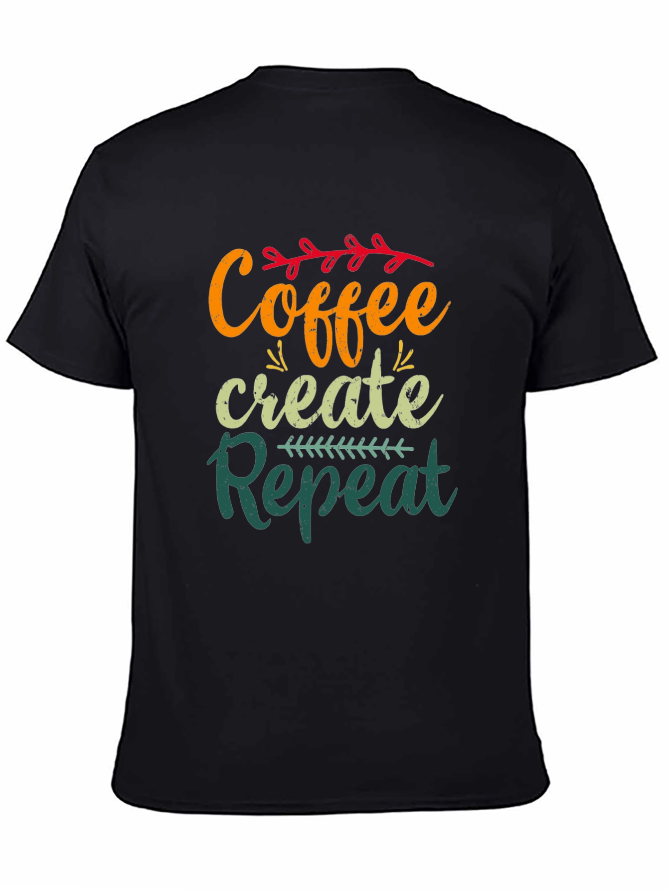 Coffee Create Repeat Black Graphic T-Shirt