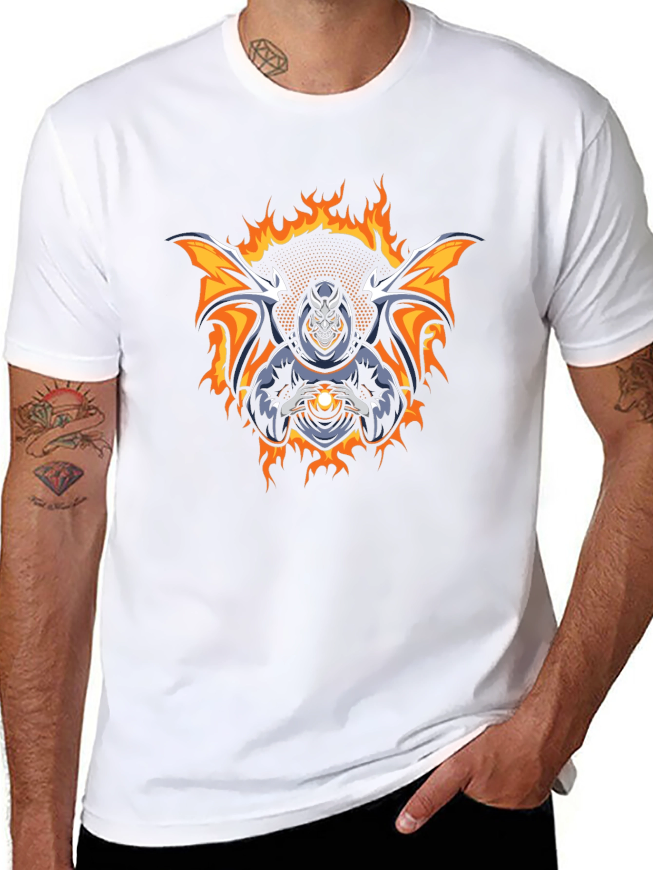 Fiery Demon Graphic T-Shirt - Dark Magic Design