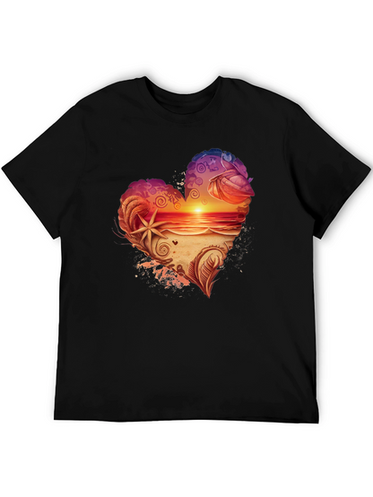 Heart Sunset Beach Graphic T-Shirt