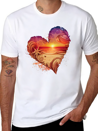 Heart Sunset Beach Graphic T-Shirt