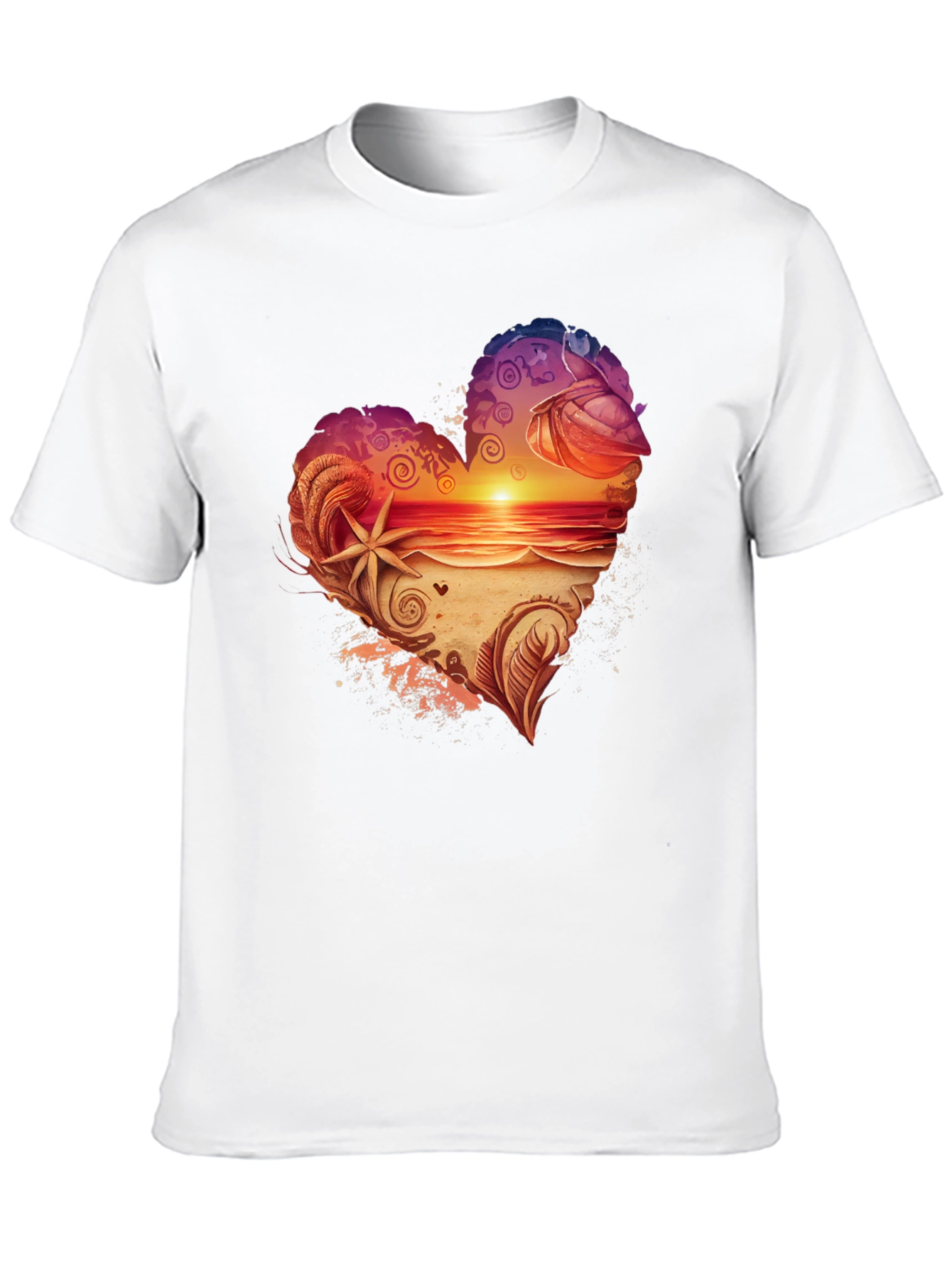 Heart Sunset Beach Graphic T-Shirt