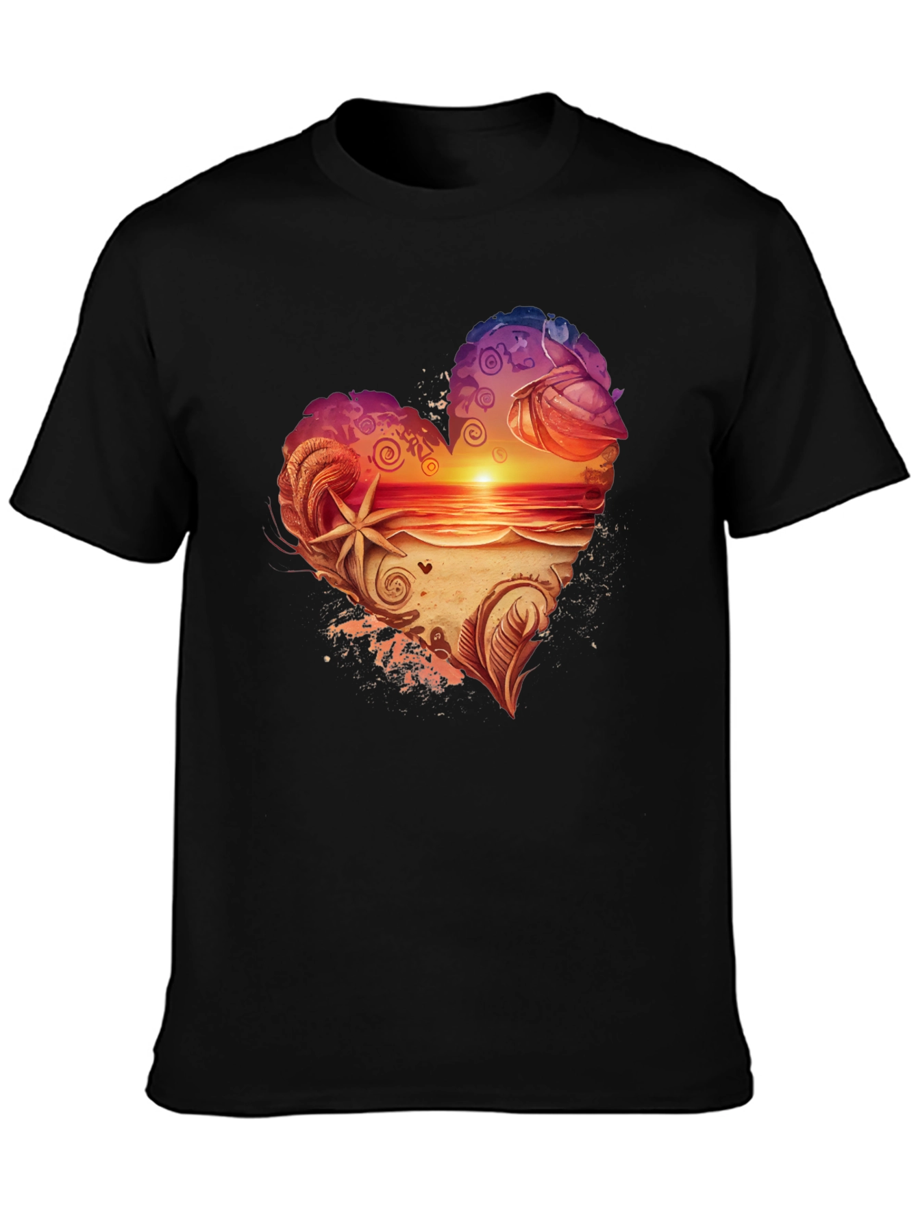 Heart Sunset Beach Graphic T-Shirt