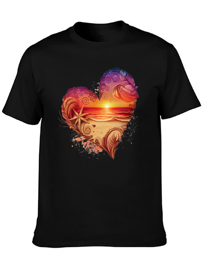 Heart Sunset Beach Graphic T-Shirt