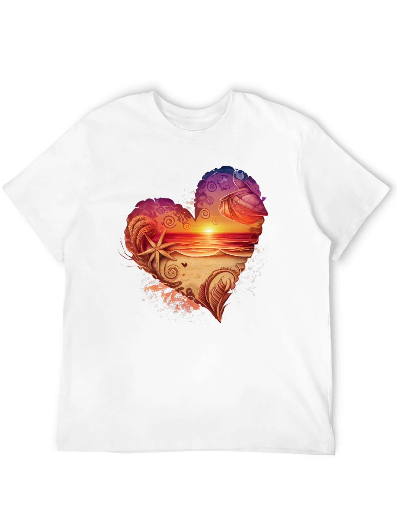 Heart Sunset Beach Graphic T-Shirt