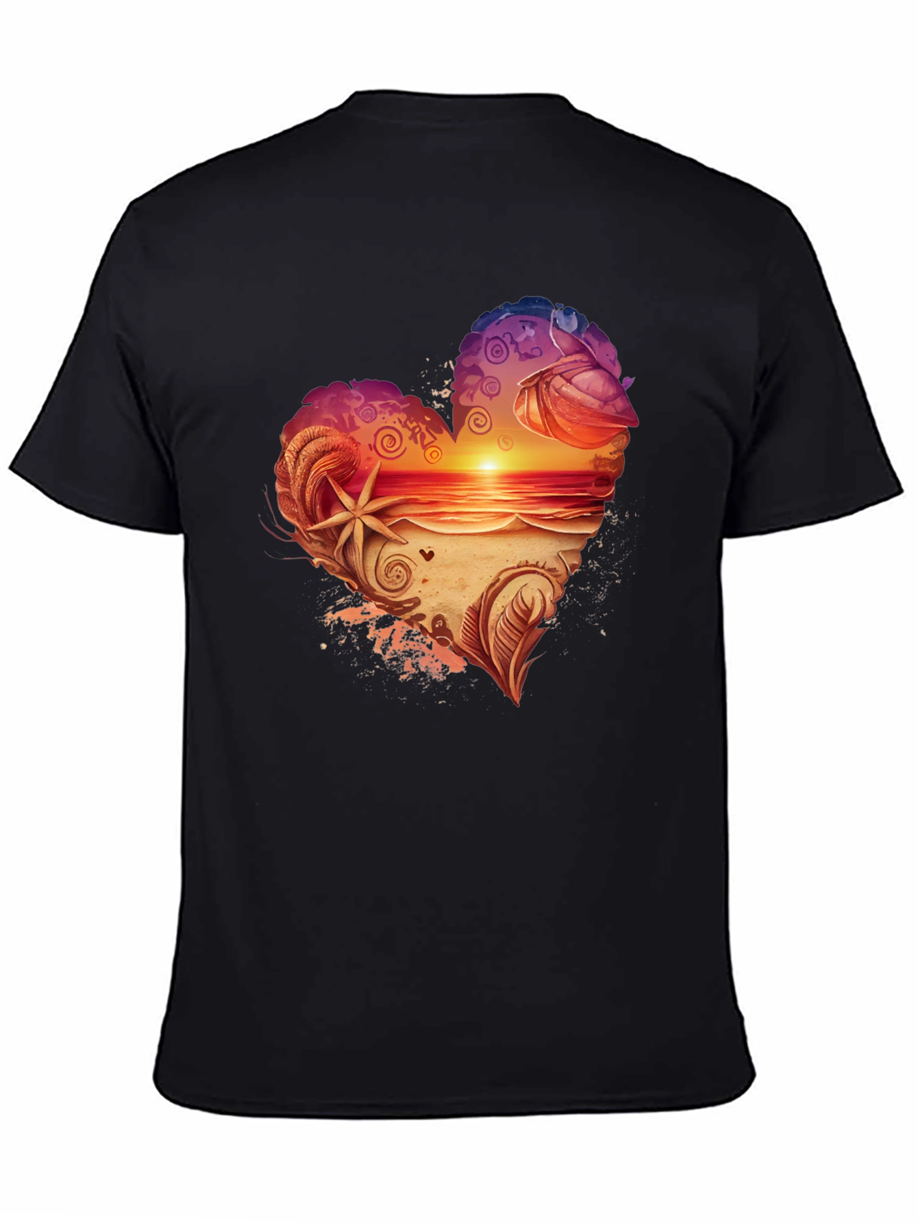 Heart Sunset Beach Graphic T-Shirt