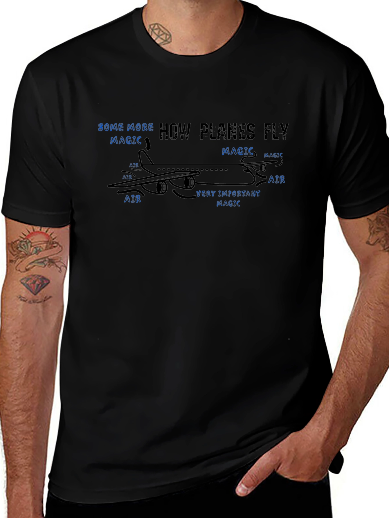 How Planes Fly Magic Black T-Shirt