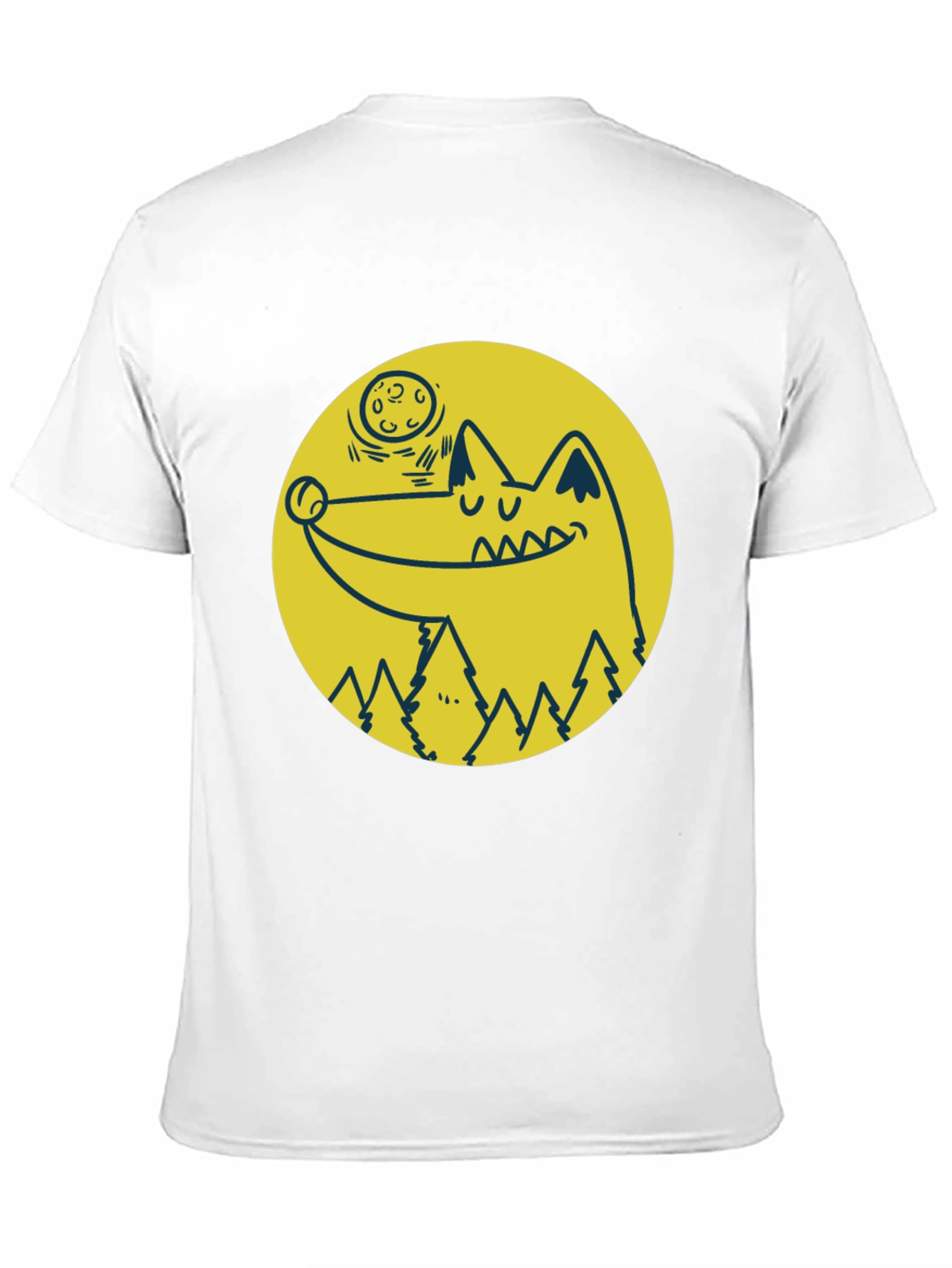 Wolf & Moon Graphic Tee - Black Cotton T-Shirt