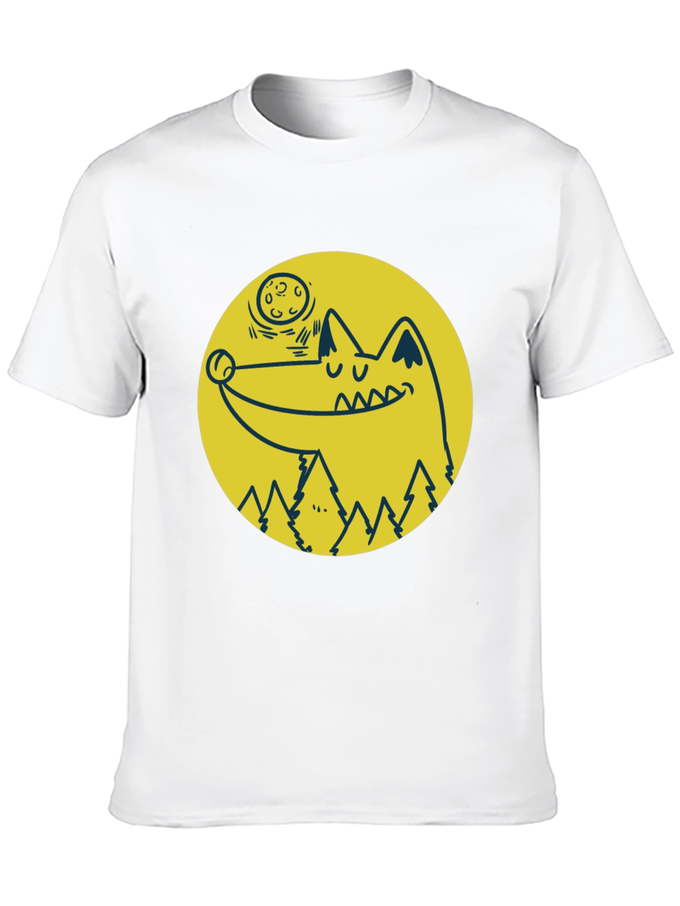 Wolf & Moon Graphic Tee - Black Cotton T-Shirt