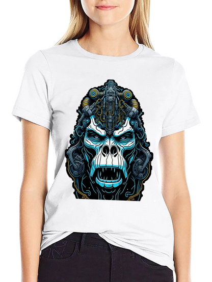 Cyber Gorilla Graphic Tee - Black Cotton T-Shirt