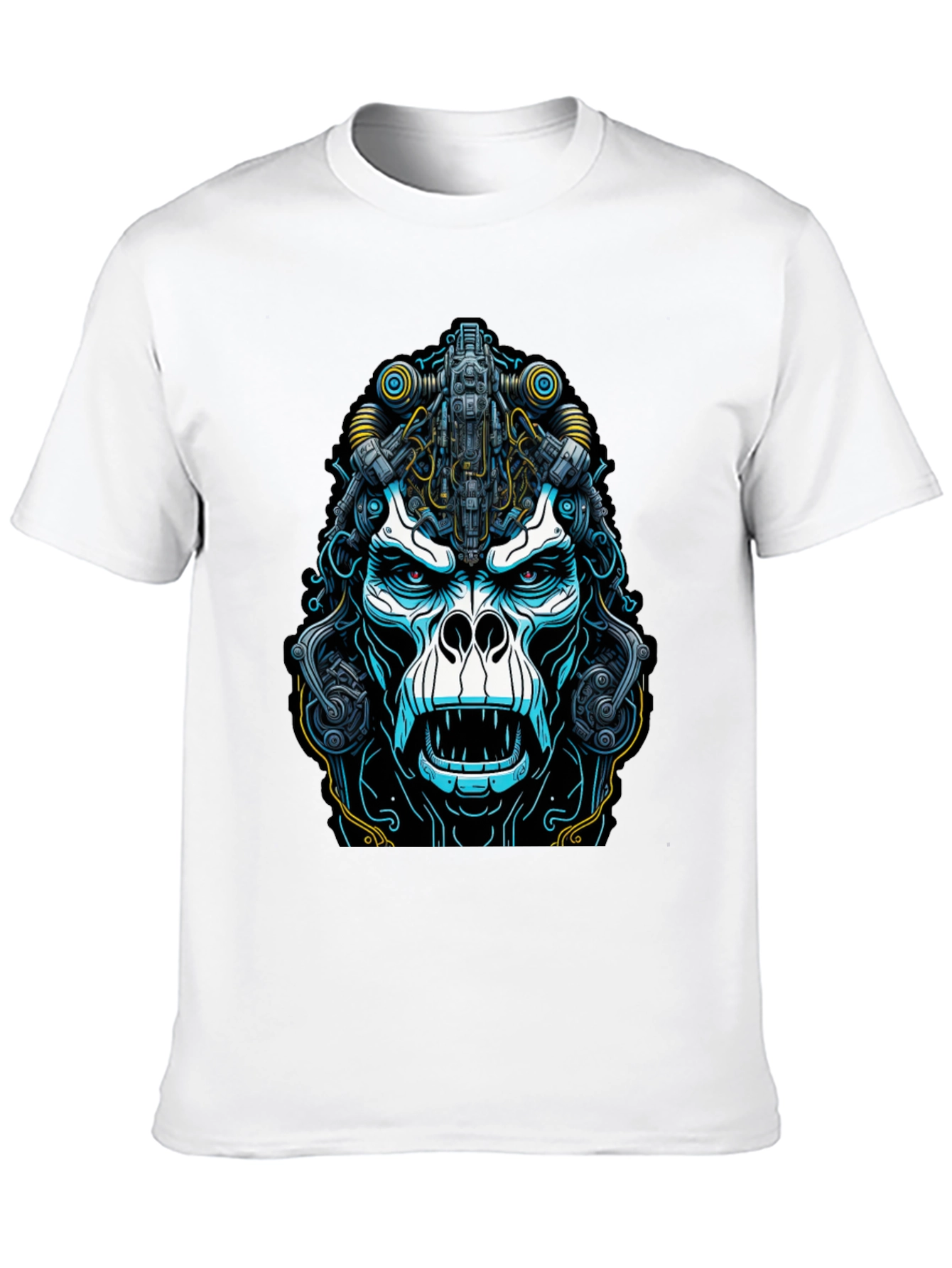 Cyber Gorilla Graphic Tee - Black Cotton T-Shirt
