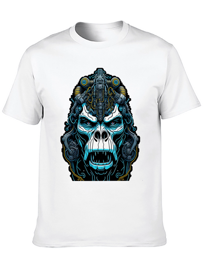 Cyber Gorilla Graphic Tee - Black Cotton T-Shirt