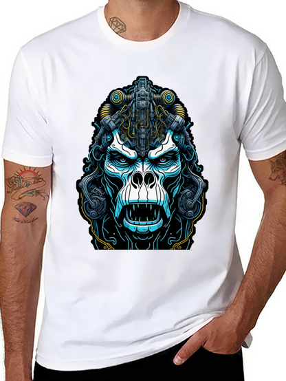 Cyber Gorilla Graphic Tee - Black Cotton T-Shirt